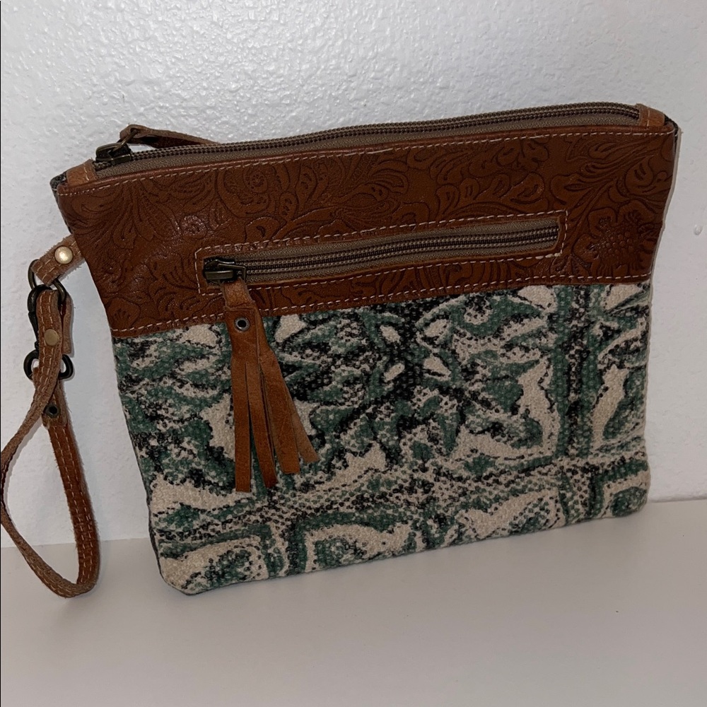 Brown and Green Patterned Women's small bag Myra